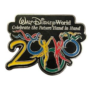 Vintage Walt Disney World Year 2000 Celebrate The Future Hand In Hand Enamel Pin